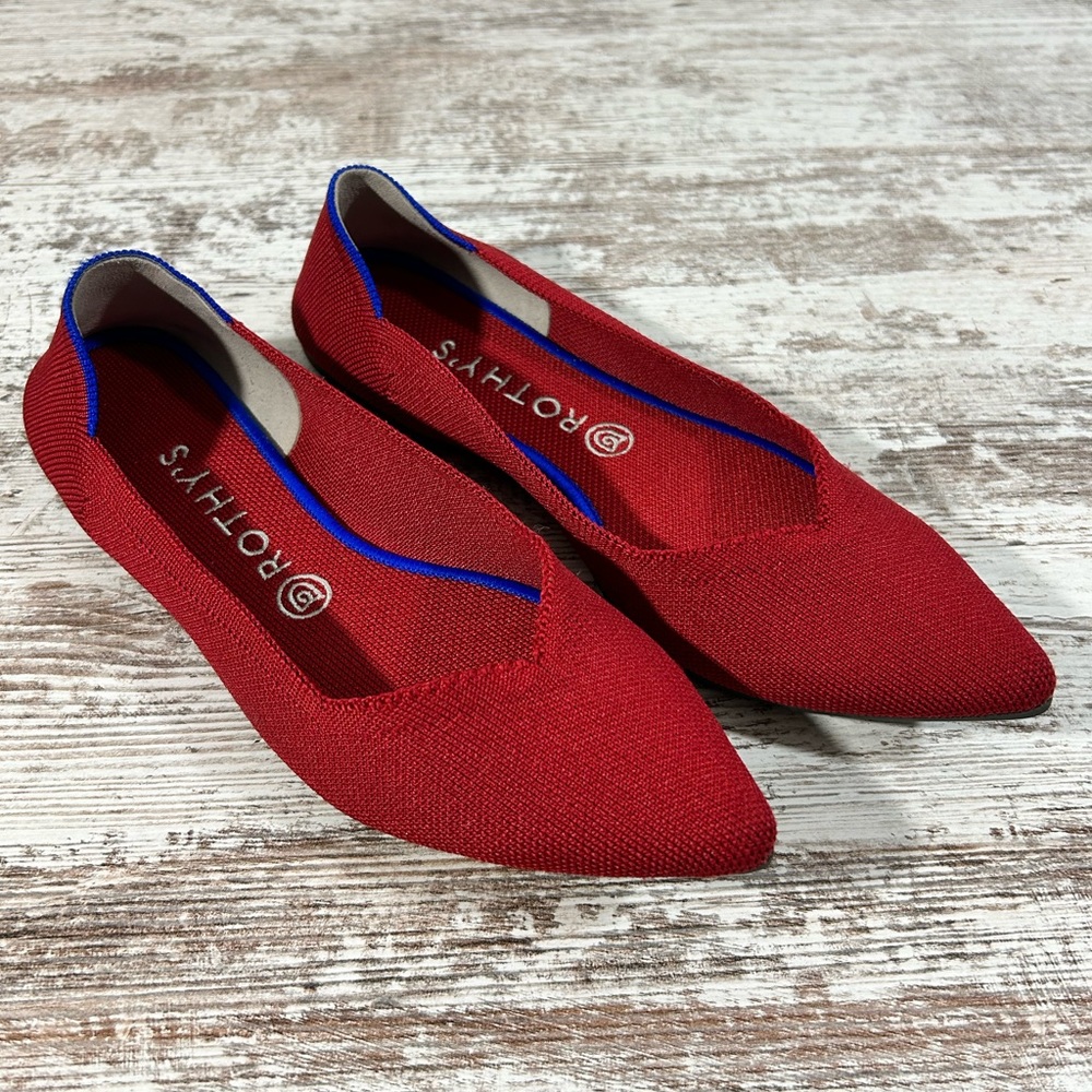 Women’s Rothy’s The Point Flat Ballet shoes red size 10